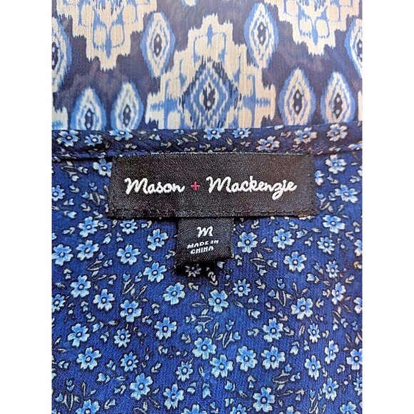 Mason + Mackenzie Blouse Multicolor Women Size Medium Semi Sheer Short S… - Picture 5 of 6